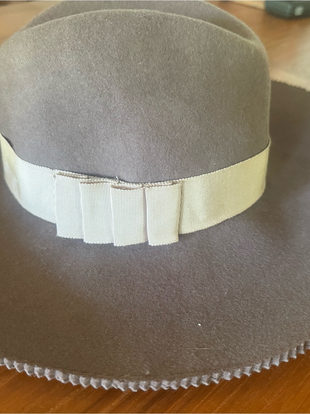 Classic Brown Wool Fedora with Cream Grosgrain Band